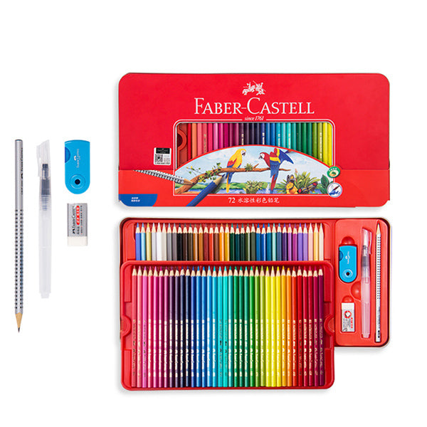 Faber-Castell Watercolor Pencil Parrot Tin Case Set 24/36/48/60/72 Colors, 60 Colors Set