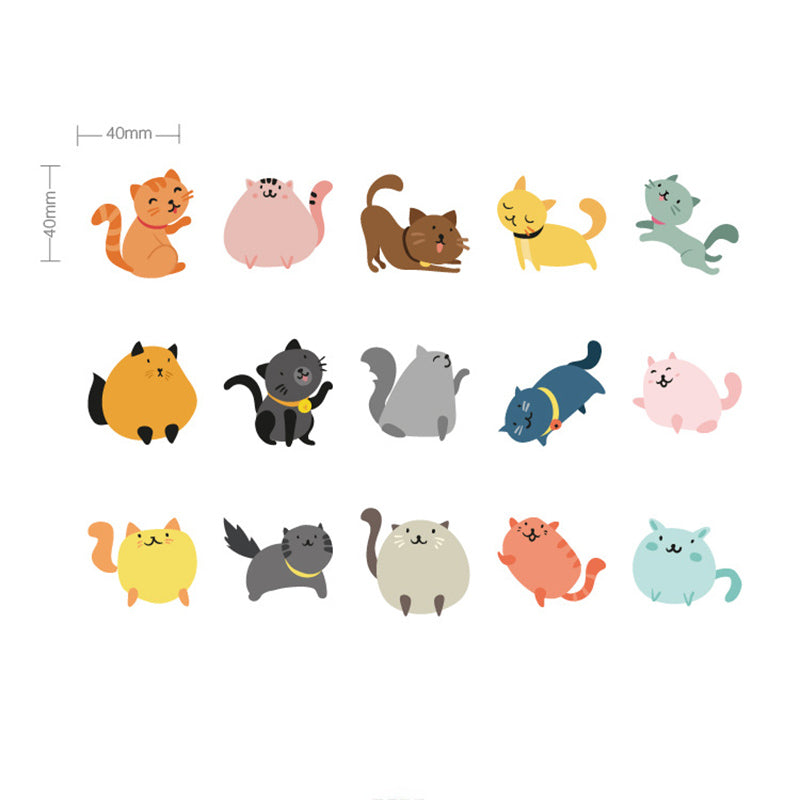 Kawaii Cartoon Fatty Cat Stickers 45 Pcs
