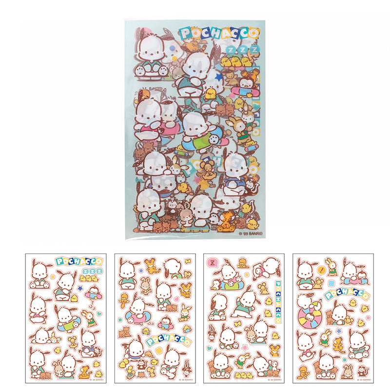 Sanrio Top Characters Clear Stickers 120 Pcs Set, Pochacco