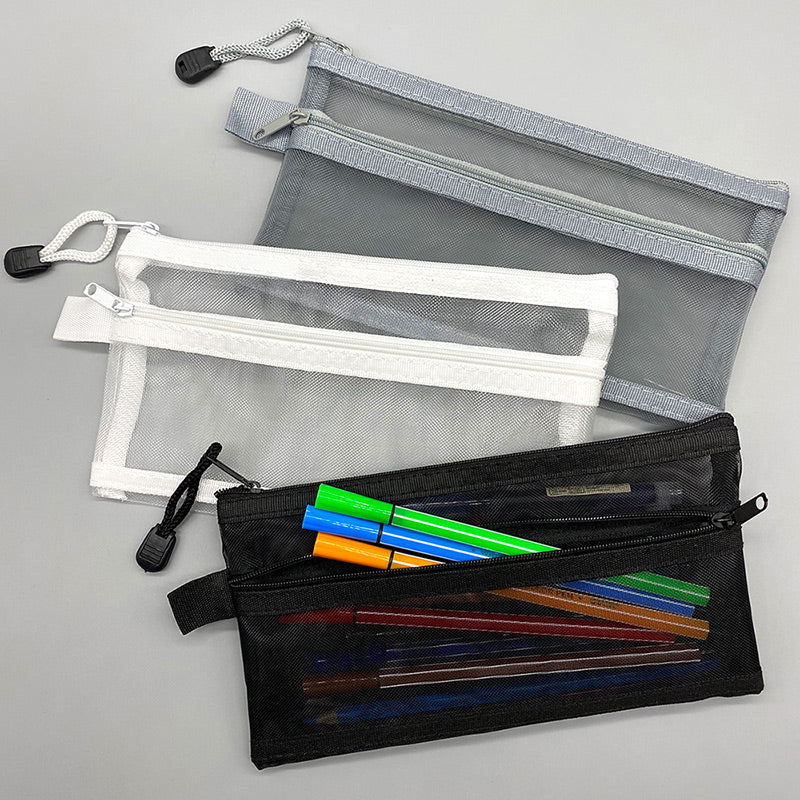 Transparent Mesh Single / Double Zipper Pencil Case