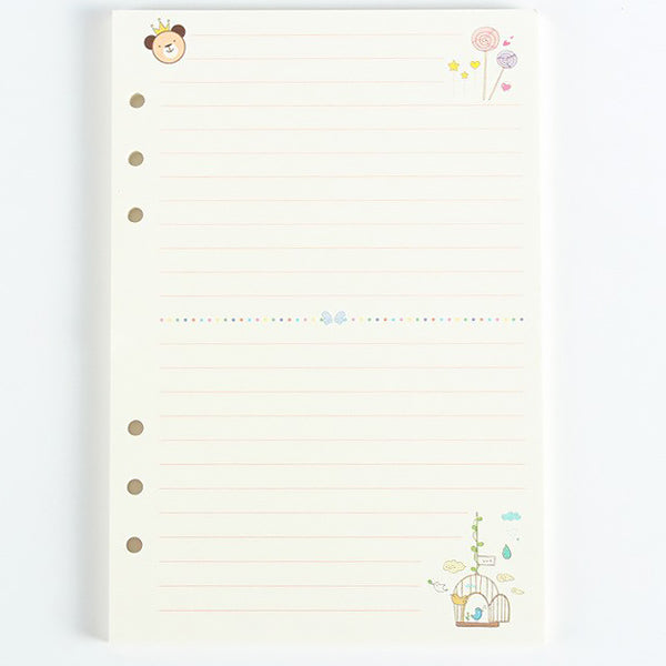 A5 Pastel Filler Paper for Spiral Notebook, Lined