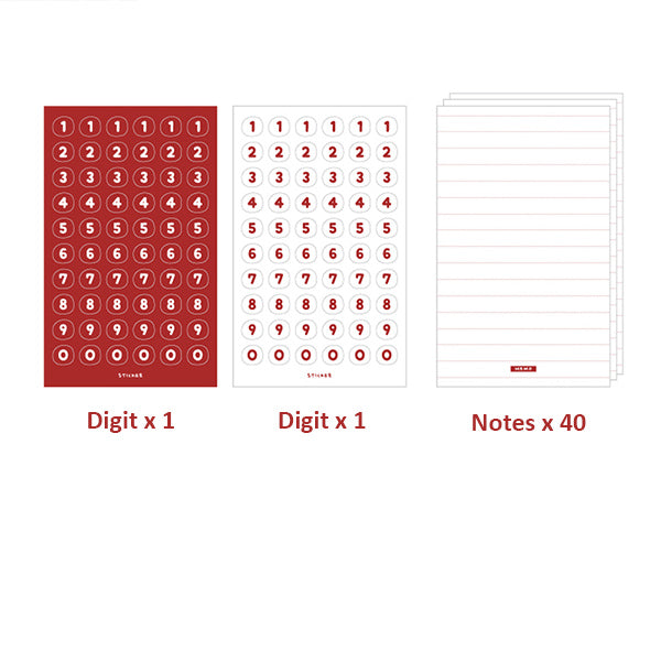 Alphabets and Numbers Sticker Note, Numbers / Red
