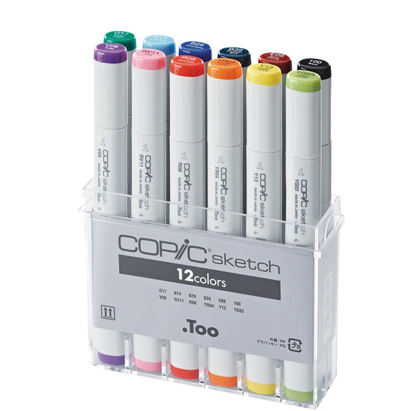 Copic Sketch Markers 12 Colors Set, 12 Common Colors