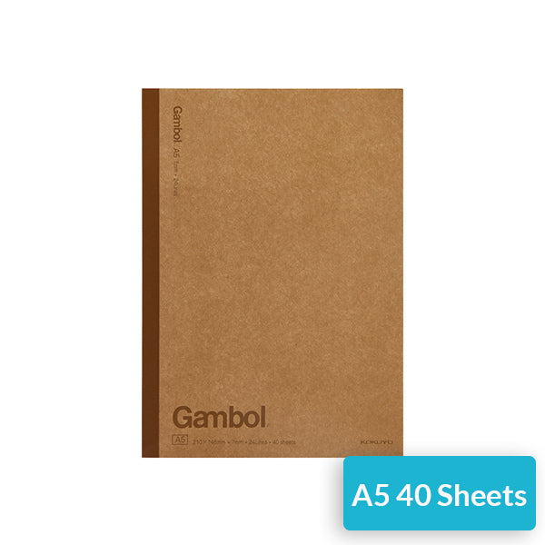 KOKUYO Gambol Lined Kraft Paper Cover Notebook Pack, A5 / 40 Sheet