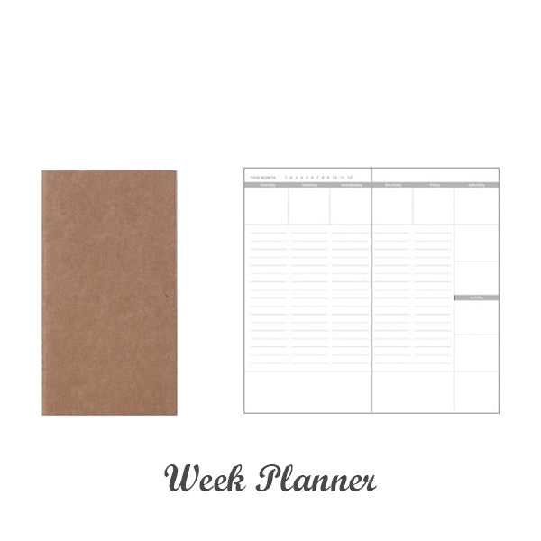 Kraft Paper Travel Planner Notebook Dotted Lined Grid Blank, Week Planner