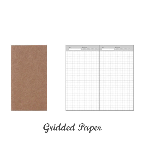 Kraft Paper Travel Planner Notebook Dotted Lined Grid Blank, Gridded