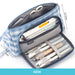 Large Stationery Organizer Pencil Case, Tartan Blue (New)