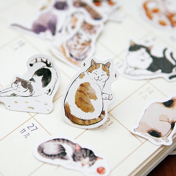 Lazy Cat Drawing Paper Stickers Set
