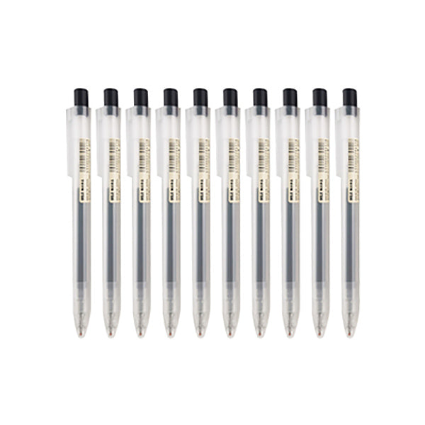 MUJI Smooth Gel Ink Retractable Ballpoint Pen 0.5mm / Pack, Pen / 10 / Black