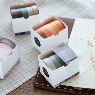 Pastel Color Gradient Washi Tape 5 Rolls Set