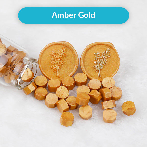 Sealing Wax Beads Set for Stamp, Amber Gold