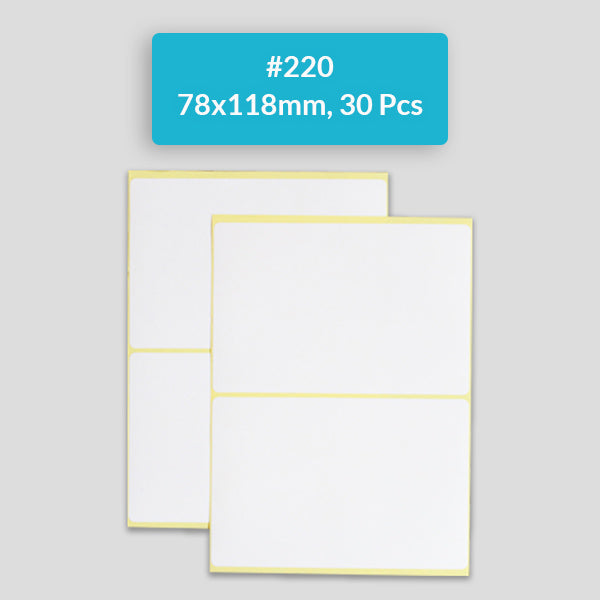 Self Adhesive Sticky White Labels 15 Sheets A5 Pack, #220,78x118mm