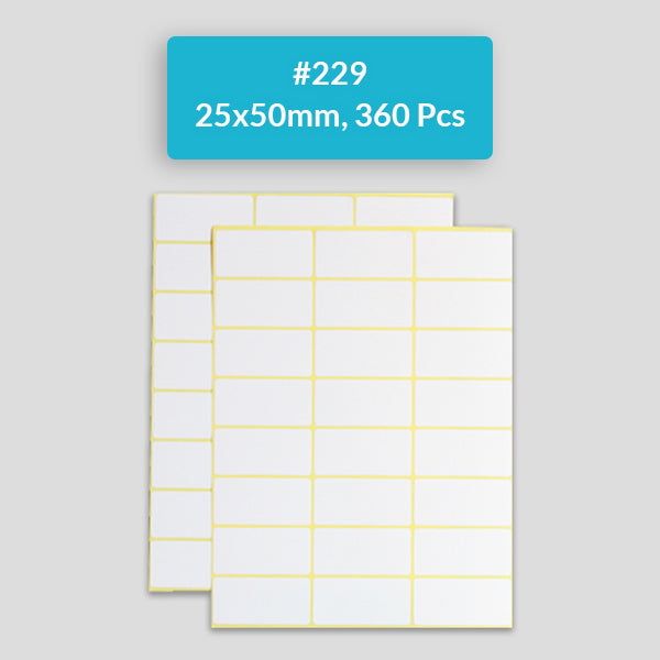 Self Adhesive Sticky White Labels 15 Sheets A5 Pack, #229,25x50mm