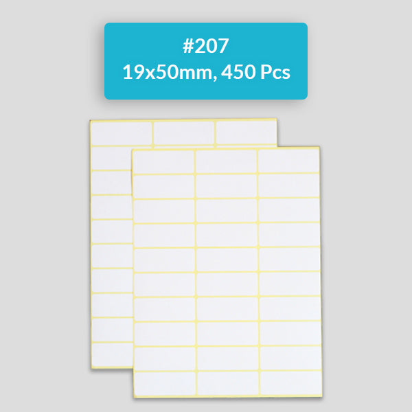 Self Adhesive Sticky White Labels 15 Sheets A5 Pack, #207,19x50mm