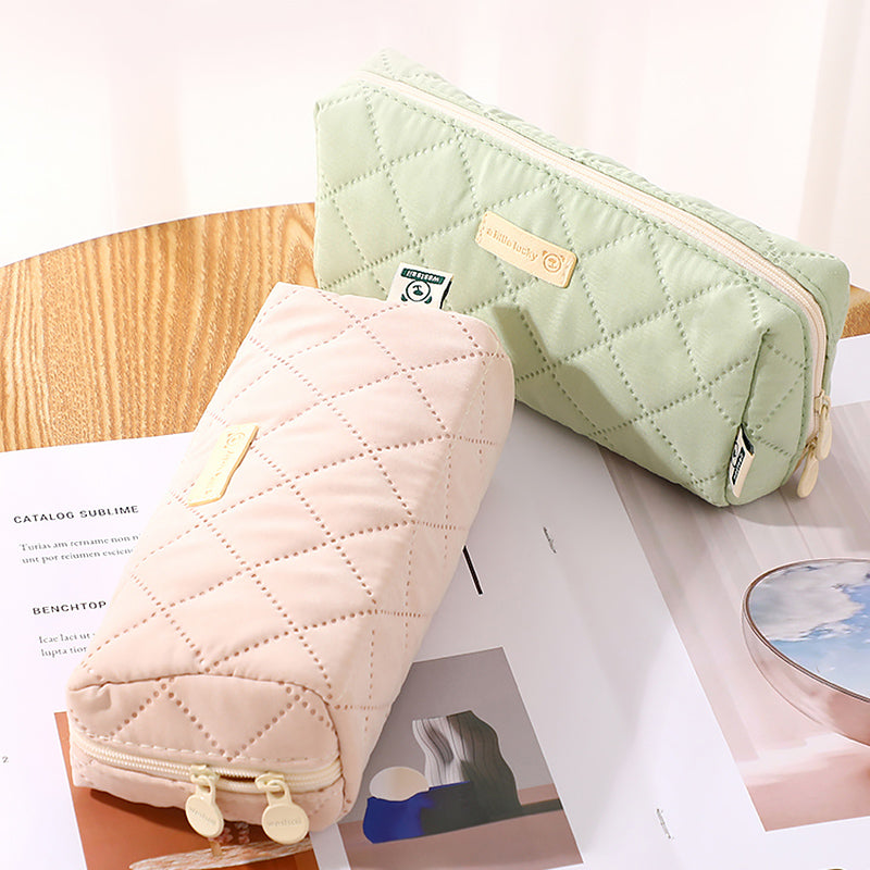 Soft Quilted Wide Opening Pencil Case