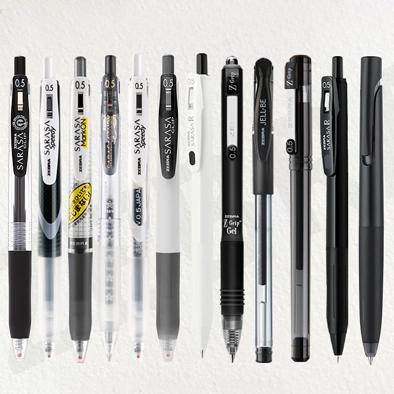 The Best Gel Pen Brand Bundle ZEBRA PILOT uni-ball Pentel, Black and White 12 Pcs