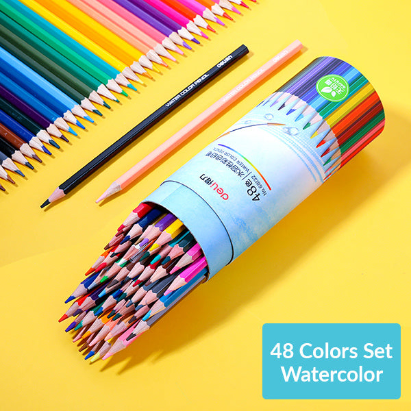 Watercolor Oil-Based Colored Pencil 12/24/36/48 Colors Set, 48 Pcs Watercolor Set