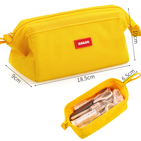 Wide Opening Triangular Pencil Case, Yellow