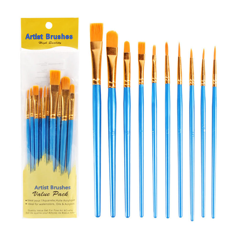 Artist Paint Brush Set for Acrylic Watercolor Oil Painting [10pcs Bundle] Blue