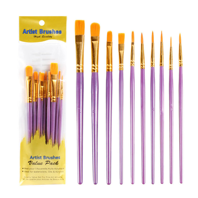 Artist Paint Brush Set for Acrylic Watercolor Oil Painting [10pcs Bundle] Purple