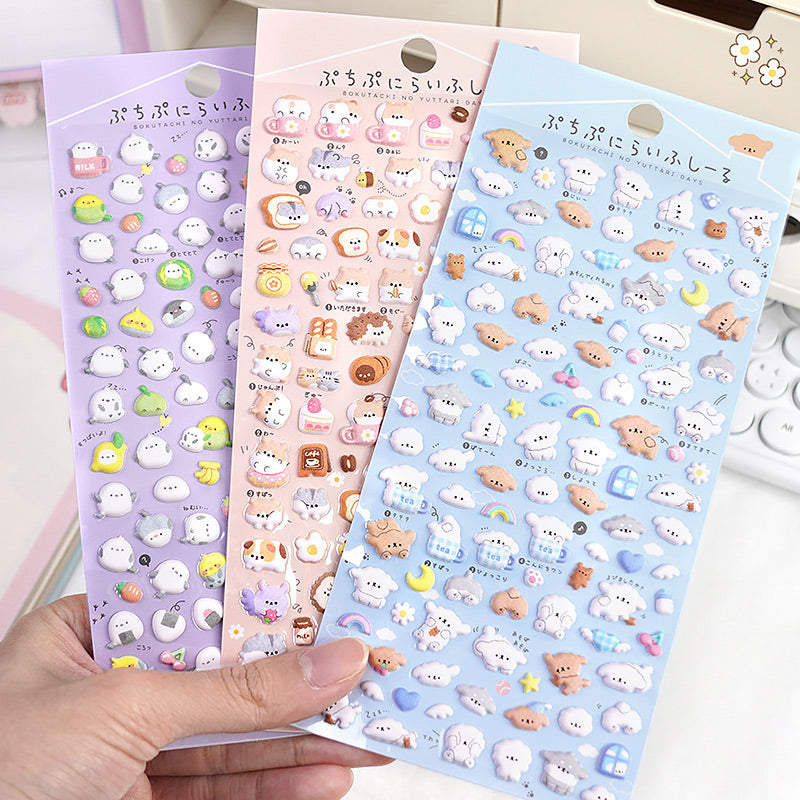 Cute Mini Animal Puffy 3D Stricker, Sticker