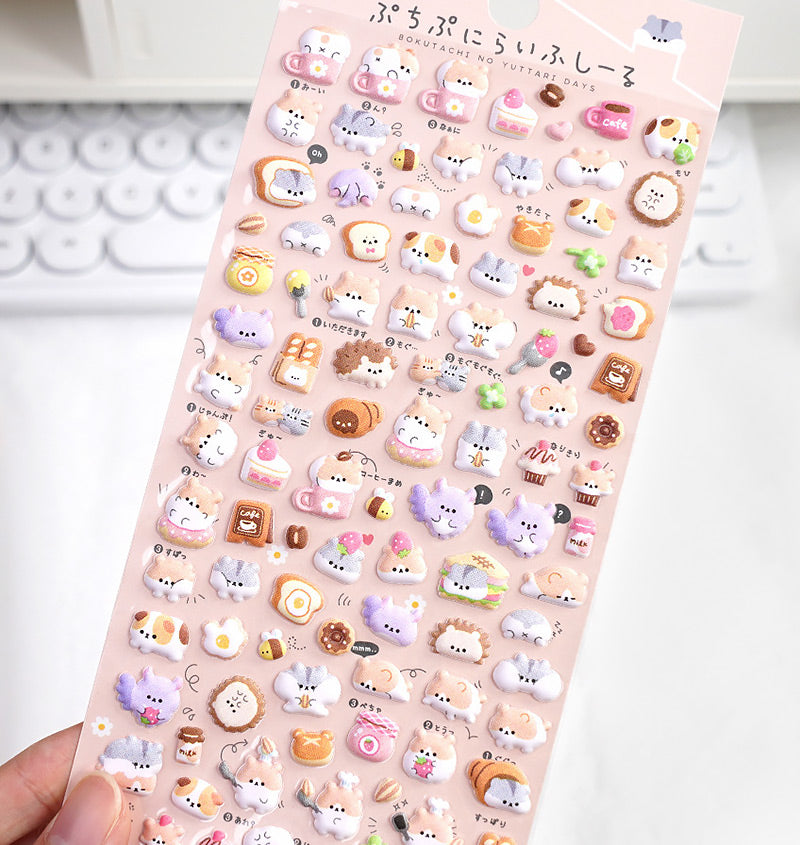 Cute Mini Animal Puffy 3D Stricker, Sticker