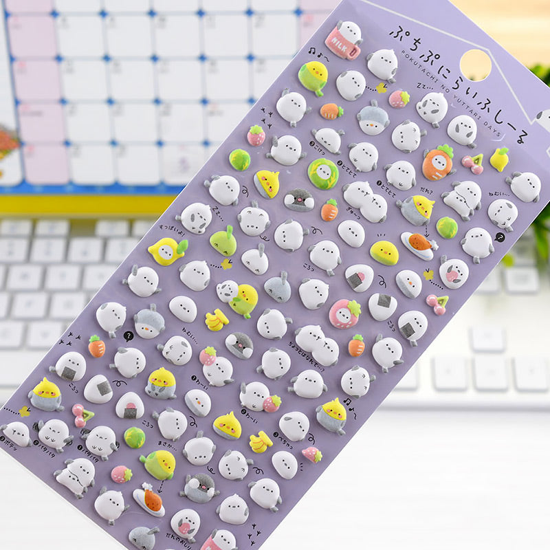 Cute Mini Animal Puffy 3D Stricker, F, Sticker