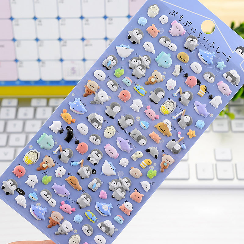 Cute Mini Animal Puffy 3D Stricker, E, Sticker