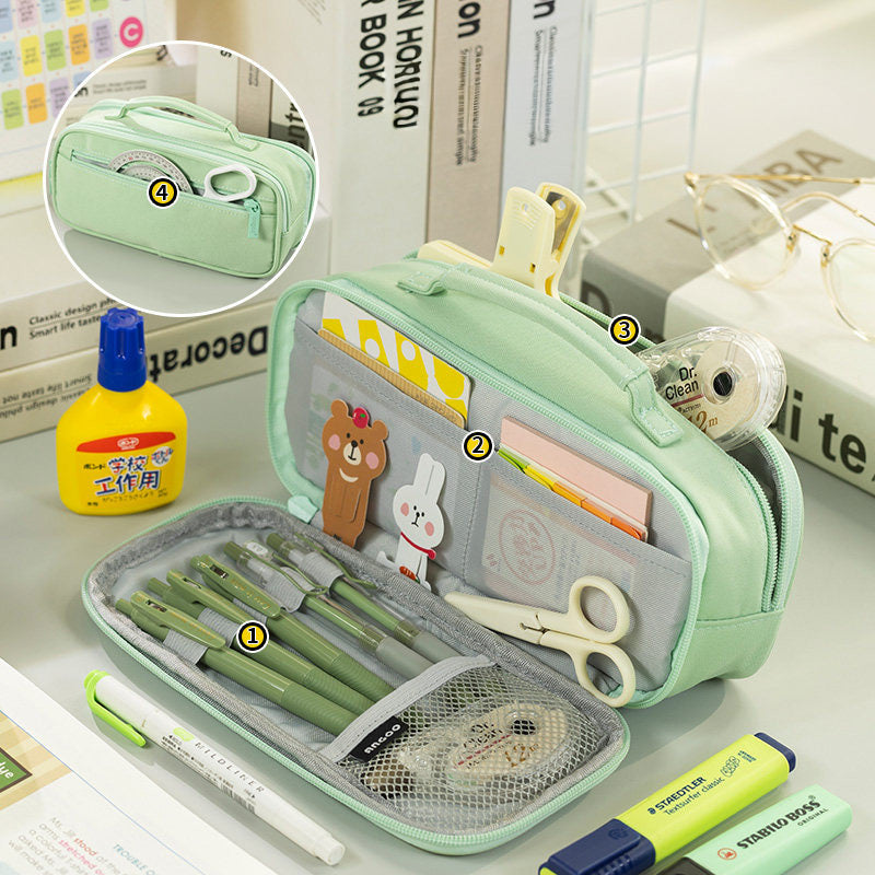 Extra-Large Multilayer Canvas Pencil Case Pouch