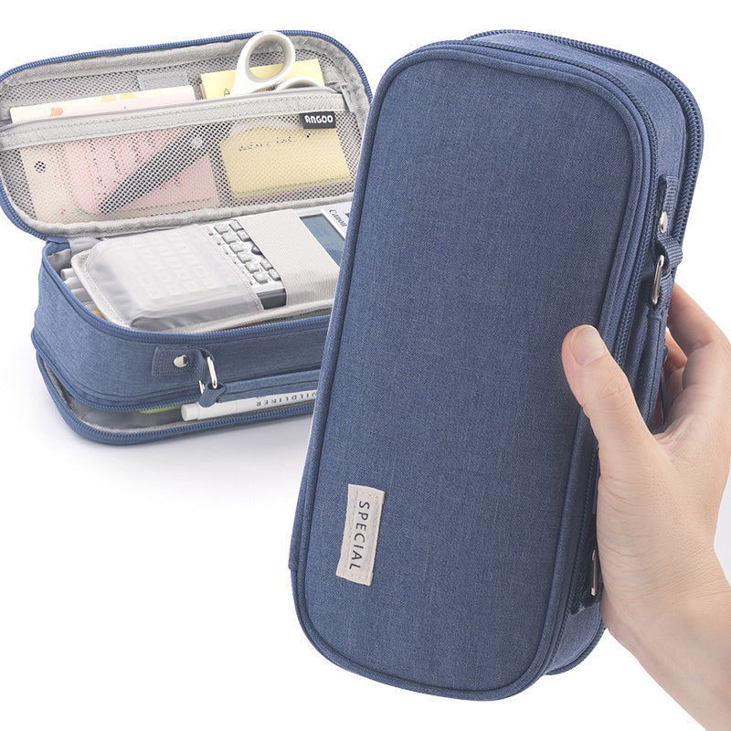 Extra-Large Multilayer Canvas Pencil Case Pouch