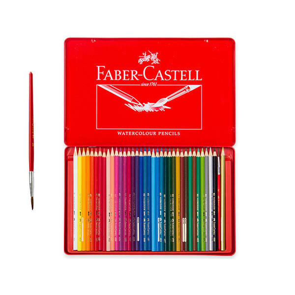 Faber-Castell Watercolor Pencil Parrot Tin Case Set 24/36/48/60/72 Colors, 36 Colors Set