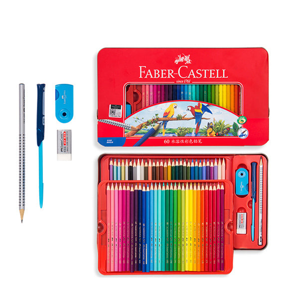 Faber-Castell Watercolor Pencil Parrot Tin Case Set 24/36/48/60/72 Colors