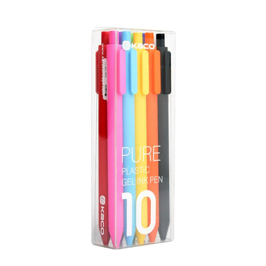 KACO PURE Plastic Gel Ink Pen Assorted Color [10 / 20-Colors Box Pack] 10 Colors Pack