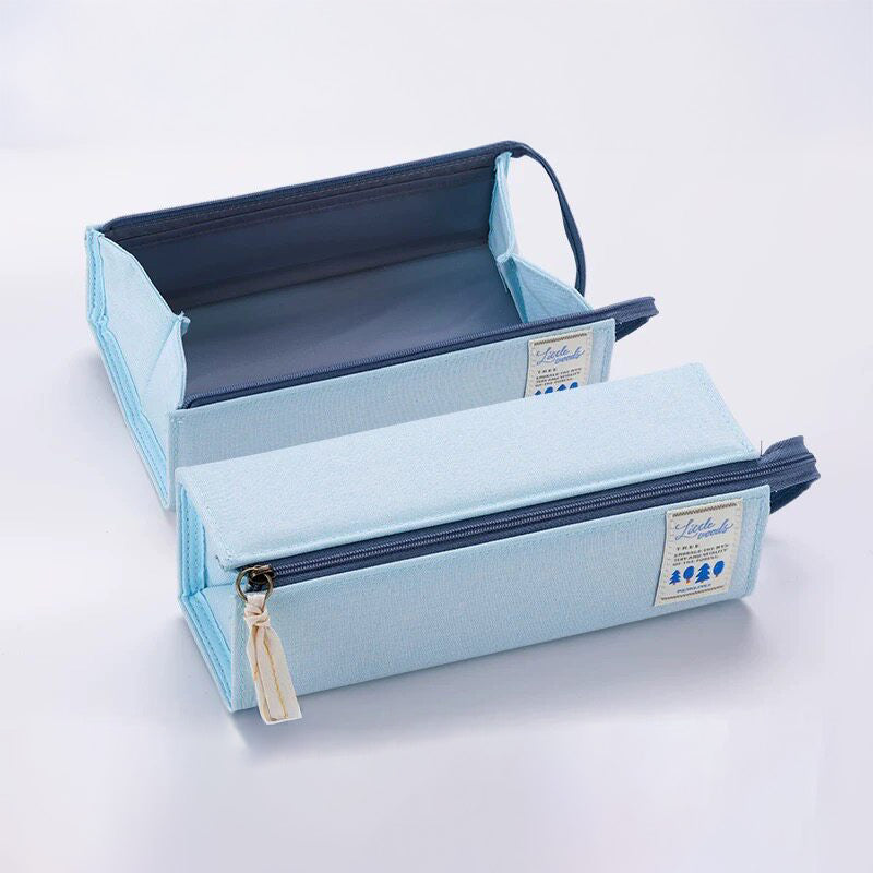 KOKUYO C2 Tray Type Pencil Case with Handle, Pastel Blue (Tree)) (Polyester)