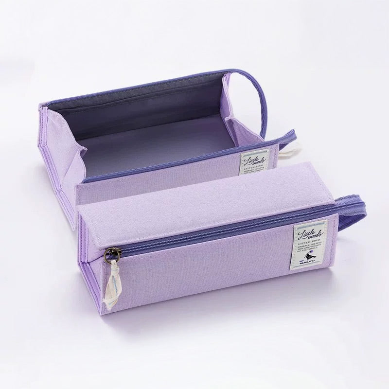 KOKUYO C2 Tray Type Pencil Case with Handle, Pastel Purple(Little Bird) (Polyester)