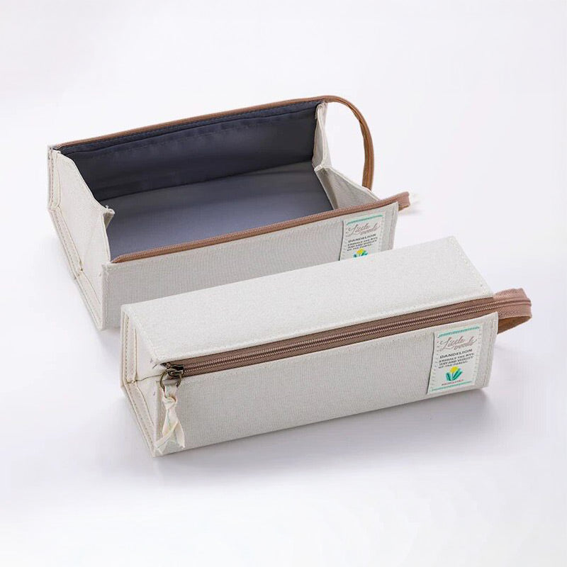 KOKUYO C2 Tray Type Pencil Case with Handle, Biege (Dandelions) (Polyester)