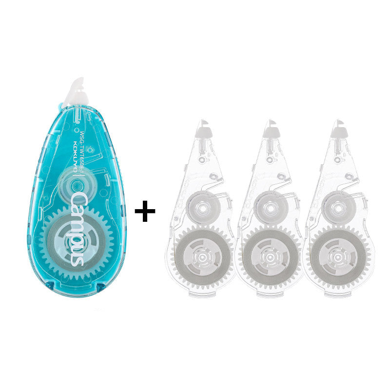 KOKUYO Campus 5mm 8M Correction Tape / Refill, Blue (Silent) / Correction Tape + 3 Refills