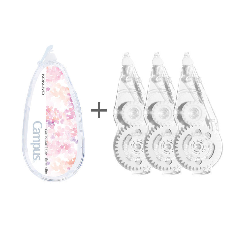 KOKUYO Campus 5mm 8M Correction Tape / Refill, Pink Bubble / Correction Tape + 3 Refills