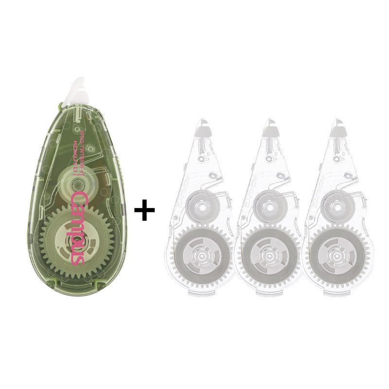 KOKUYO Campus 5mm 8M Correction Tape / Refill, Green (Silent) / Correction Tape + 3 Refills