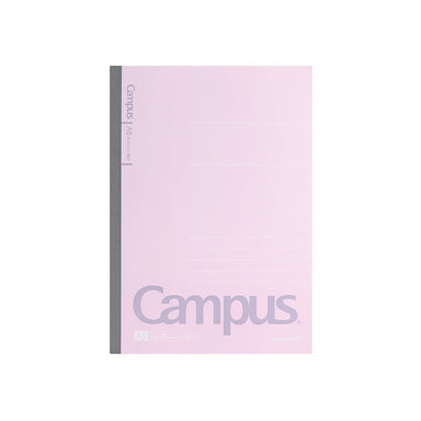 Pink Kokuyo Campus A5 8mm lined notebook, 80 sheets, soft pink cover with grey spine and Campus logo.