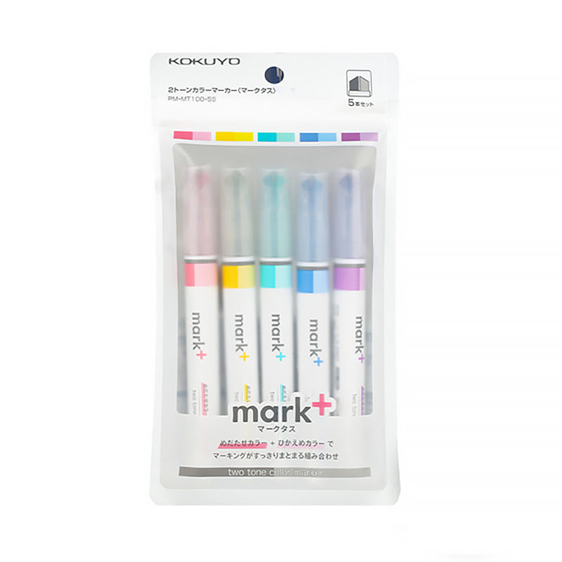 KOKUYO Mark+ Two Colors Highlighter [Single / 5-Colors Pack]