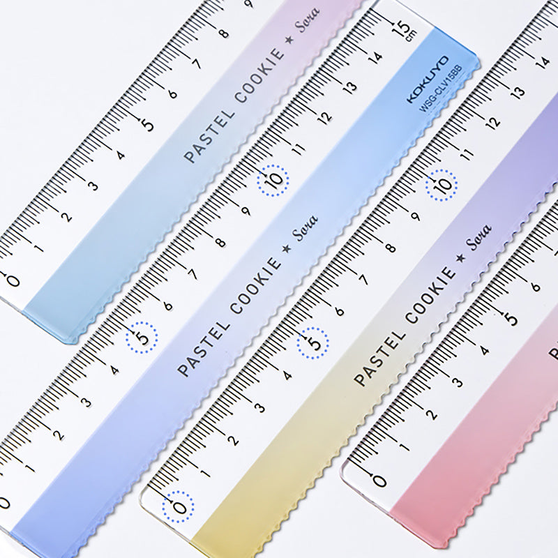 Pasteled Coloured Ruler KOKUYO Pastel Cookie Sora Pastel Planet Wave 15cm Ruler