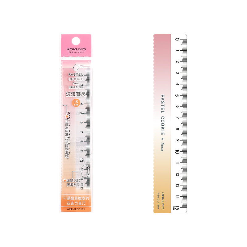 Pasteled Coloured Ruler KOKUYO Pastel Cookie Sora Pastel Planet Wave 15cm Ruler