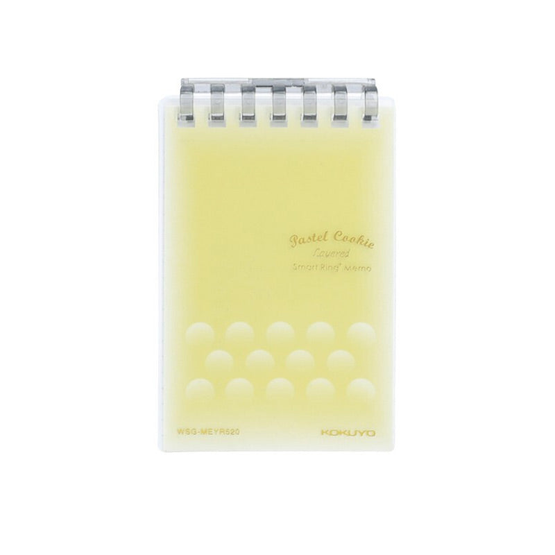 Yellow A7 loose-leaf notebook with pastel dot-textured plastic cover