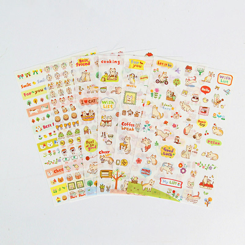 Transparentes Katzen-Buddy-Sticker-Set im koreanischen Stil