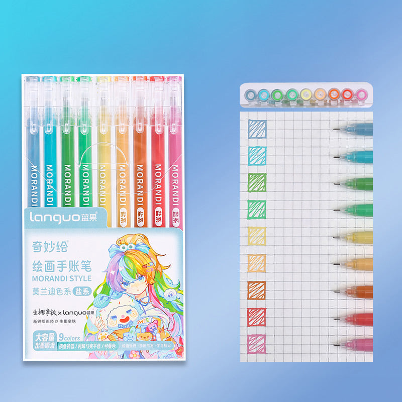 Languo Morandi Multiple Color 0.5mm Gel Pen 6 / 9 Pcs Set, Basic, Gel Pen
