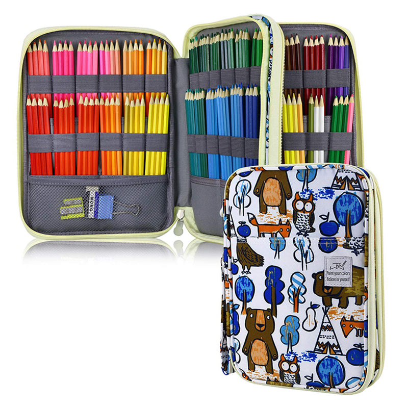 Large Capacity 192 Slots Multi-Layers Zipper Pen Organizer Bag for Artist, Bear