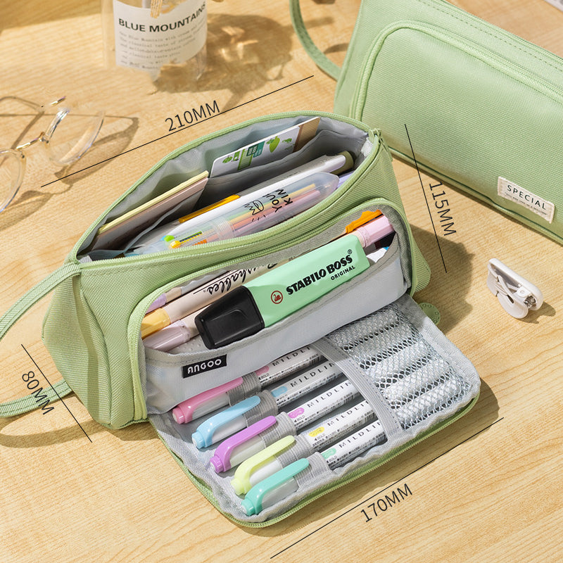 Large Stationery Organizer Pencil Case, Green (New)