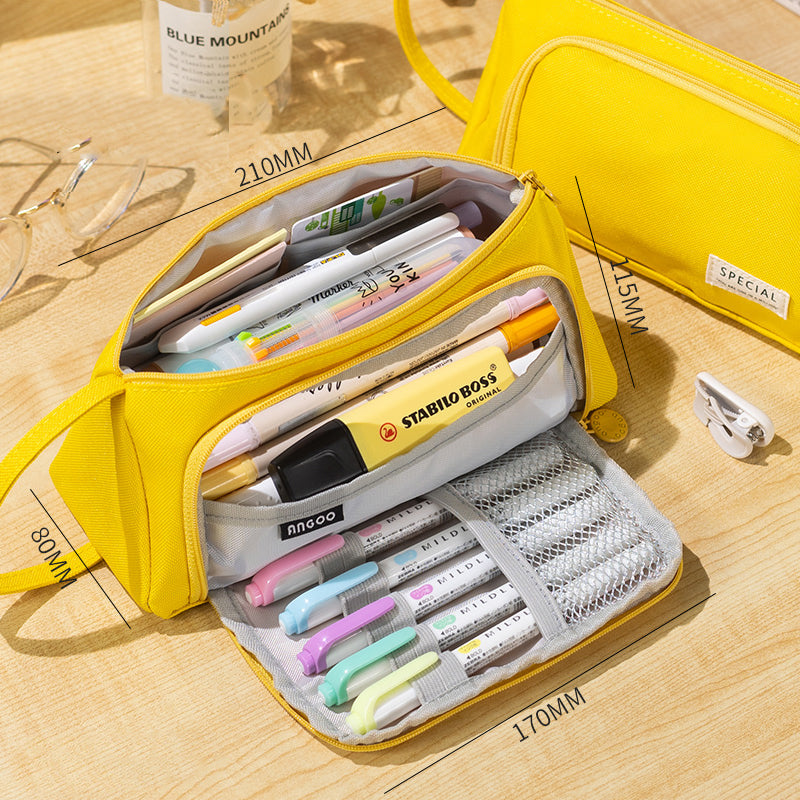Large Stationery Organizer Pencil Case, Yellow (New)