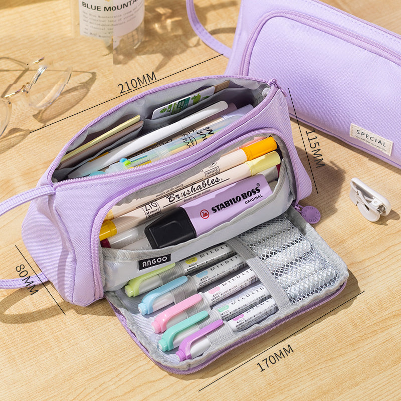 Large Stationery Organizer Pencil Case, Purple (New)